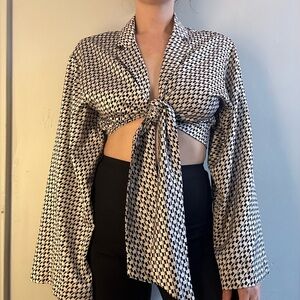 Dynamite Checkered Top with Tie